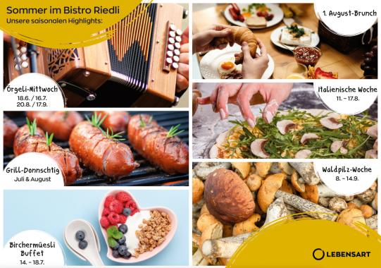 Geniessen Sie die Sommerangebote im Bistro Riedli